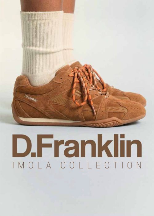 D.Franklin Imola Collection brown suede sneaker with matching rubber sole and patterned laces.